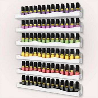 15" Iridescent Polish Rack Wall Mounted 6 Pack Clear Organizer Display Shelf