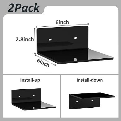 6 Inch Floating Shelves 2 Pack Wall Mounted Display Ledge for Pop Figures Plants Home Decor Living