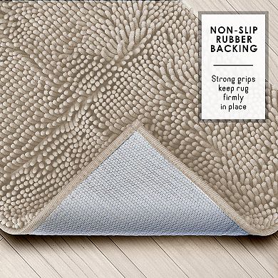 Bathroom Rugs Chenille Bath Mat Set 2 Piece Non-Slip Rubber Backing Quick Dry Machine Washable 17x24