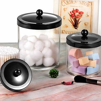 3-Pack Clear Plastic Storage Jars with Metal Lids 50oz 25oz 15oz Shatterproof Bathroom Laundry Room