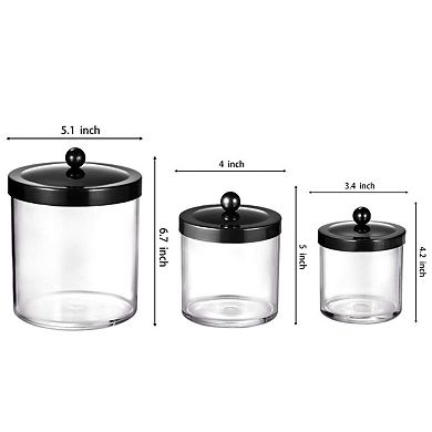 3-Pack Clear Plastic Storage Jars with Metal Lids 50oz 25oz 15oz Shatterproof Bathroom Laundry Room