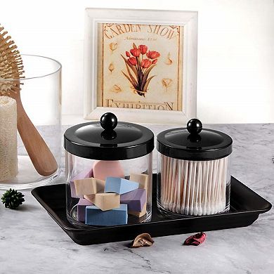 3-Pack Clear Plastic Storage Jars with Metal Lids 50oz 25oz 15oz Shatterproof Bathroom Laundry Room