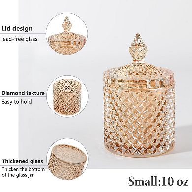 2 Pack Thick Glass Qtip Holder Jars with Lid Bathroom Storage Organizer for Cotton Swabs Balls Pads