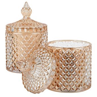 2 Pack Thick Glass Qtip Holder Jars with Lid Bathroom Storage Organizer for Cotton Swabs Balls Pads