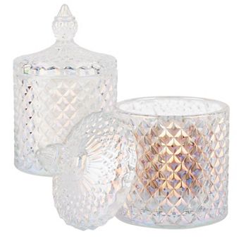 2 Pack Thick Glass Qtip Holder Jars with Lid Bathroom Storage Organizer for Cotton Swabs Balls Pads