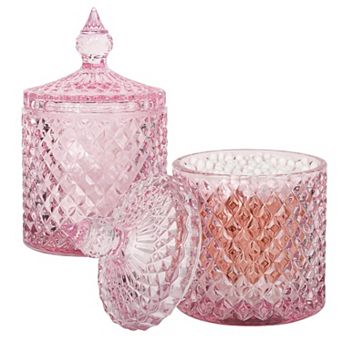 2 Pack Thick Glass Qtip Holder Jars with Lid Bathroom Storage Organizer for Cotton Swabs Balls Pads