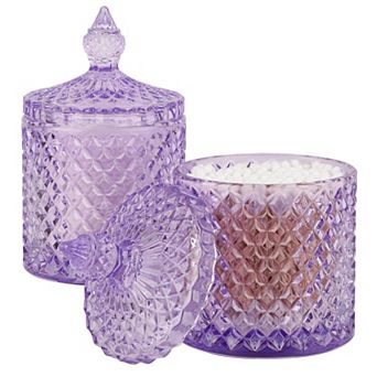 2 Pack Thick Glass Qtip Holder Jars with Lid Bathroom Storage Organizer for Cotton Swabs Balls Pads