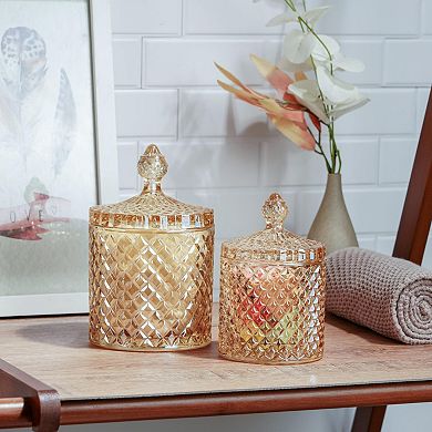 2 Pack Glass Jars With Lids Bathroom Storage Organizer For Cotton Swabs Balls Pads Floss Picks