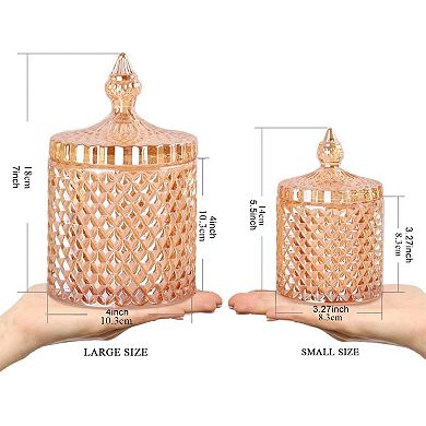 2 Pack Glass Jars With Lids Bathroom Storage Organizer For Cotton Swabs Balls Pads Floss Picks