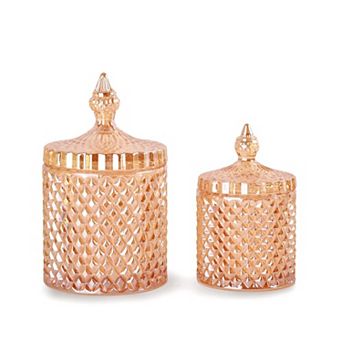 2 Pack Glass Jars With Lids Bathroom Storage Organizer For Cotton Swabs Balls Pads Floss Picks