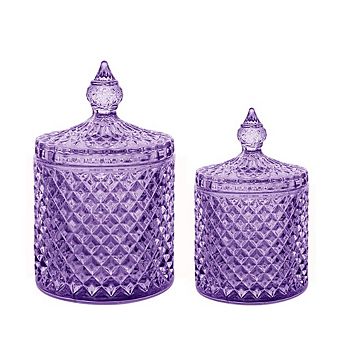 2 Pack Glass Jars With Lids Bathroom Storage Organizer For Cotton Swabs Balls Pads Floss Picks