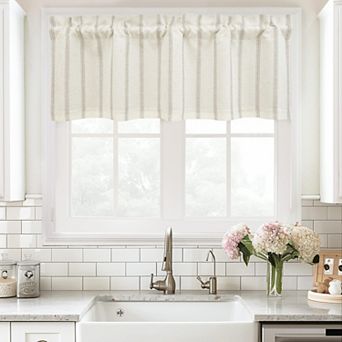 DriftAway Farmhouse Linen Lined Valance Double Layer Thermal Insulated Room Darkening Blackout
