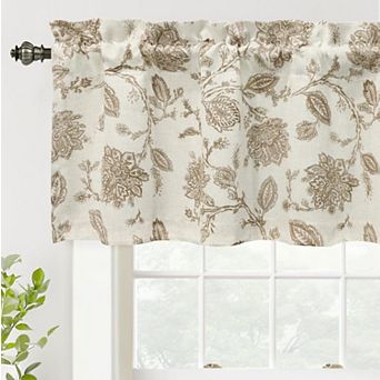DriftAway Freda Jacobean Floral Linen Blend Blackout Thermal Insulated Window Linen Curtain Valance
