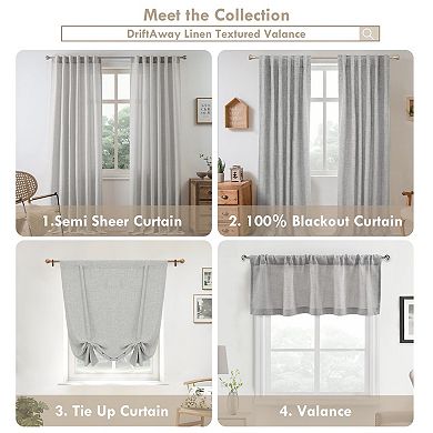 DriftAway Linen Textured Curtain Valances for Windows Light Filtering Country Rustic Kitchen Valance