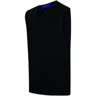 Henbury Mens Sleeveless 12 Gauge V-Neck Fine Knit Jumper