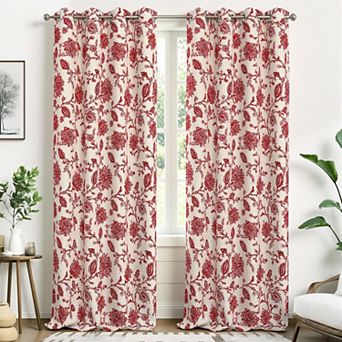DriftAway Linen Floral Paisley Blackout Curtains for Living Room Bedroom Grommet Window Drapes