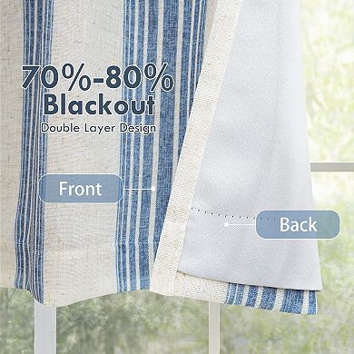 DriftAway Chris Linen Lined Valance Double Layer Blackout Valances Vertical Striped Kitchen Valance