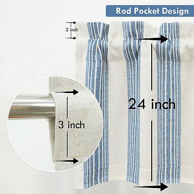 DriftAway Chris Linen Lined Valance Double Layer Blackout Valances Vertical Striped Kitchen Valance