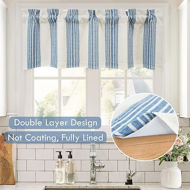 DriftAway Chris Linen Lined Valance Double Layer Blackout Valances Vertical Striped Kitchen Valance