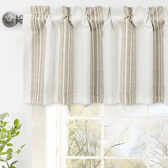 DriftAway Chris Linen Lined Valance Double Layer Blackout Valances Vertical Striped Kitchen Valance