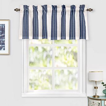 DriftAway Chris Linen Lined Valance Double Layer Blackout Valances Vertical Striped Kitchen Valance