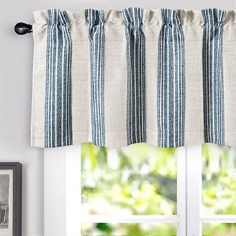 DriftAway Chris Linen Lined Valance Double Layer Blackout Valances Vertical Striped Kitchen Valance