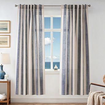 DriftAway Farmhouse Curtains for Living Room Striped Linen Curtains Light Filtering Semi Sheer