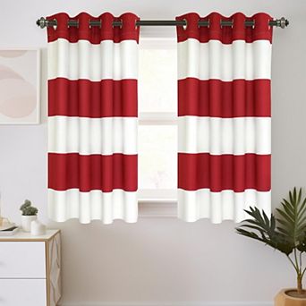 DriftAway Striped Room Darkening Curtains Horizontal Stripe Classic Grommet Drapes for Bedroom