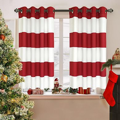 DriftAway Striped Room Darkening Curtains Horizontal Stripe Classic Grommet Drapes for Bedroom