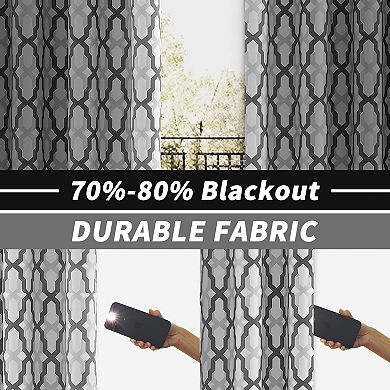 DriftAway Mason Thermal Blackout Grommet Window Curtains Geometric Trellis Pattern 2 Panels
