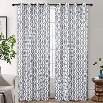 DriftAway Mason Thermal Blackout Grommet Window Curtains Geometric Trellis Pattern 2 Panels