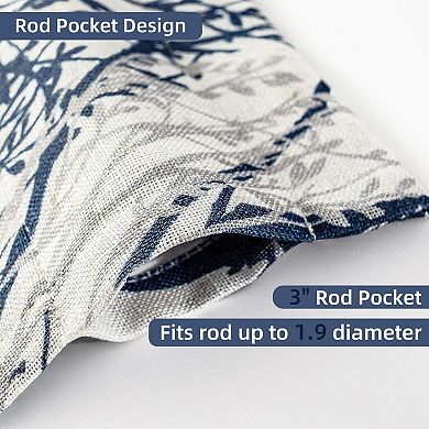 Driftaway Tree Branch Linen Lined Valance Double Layer Room Darkening Blackout Valances Rod Pocket