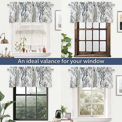 Driftaway Tree Branch Linen Lined Valance Double Layer Room Darkening Blackout Valances Rod Pocket