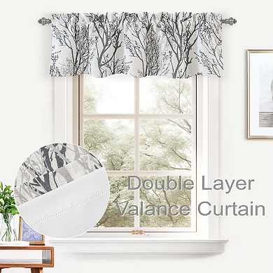 Driftaway Tree Branch Linen Lined Valance Double Layer Room Darkening Blackout Valances Rod Pocket