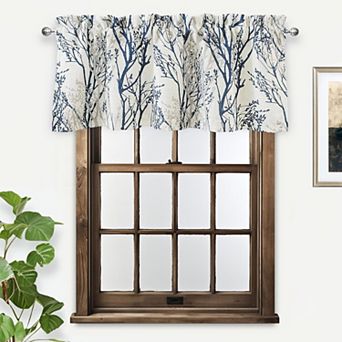 Driftaway Tree Branch Linen Lined Valance Double Layer Room Darkening Blackout Valances Rod Pocket
