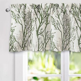 Driftaway Tree Branch Linen Lined Valance Double Layer Room Darkening Blackout Valances Rod Pocket