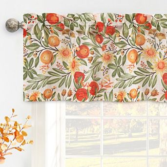 DriftAway Orange Harvest Linen Valance Double Layer Room Darkening Blackout Floral Window Valances