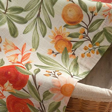 DriftAway Orange Harvest Linen Valance Double Layer Room Darkening Blackout Floral Window Valances