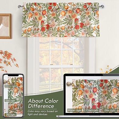 DriftAway Orange Harvest Linen Valance Double Layer Room Darkening Blackout Floral Window Valances