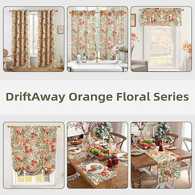 DriftAway Orange Harvest Linen Valance Double Layer Room Darkening Blackout Floral Window Valances