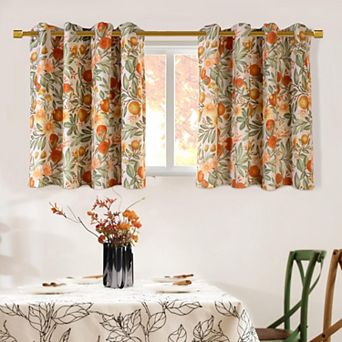 DriftAway Orange Harvest Floral Linen Blackout Curtains Double Layer Thermal Insulated Drapes