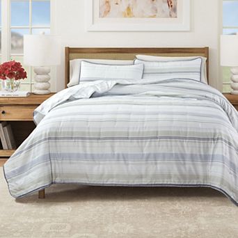 Madelinen® Solid Dot Stitched Quilt Set with Shams