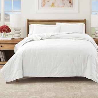 Madelinen® Solid Dot Stitched Quilt Set with Shams