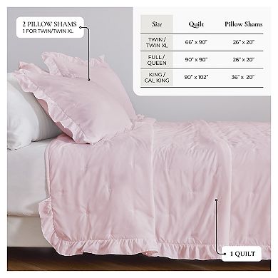 Madelinen® Dot Stitched Ruffled Hem Quilt Set with Shams