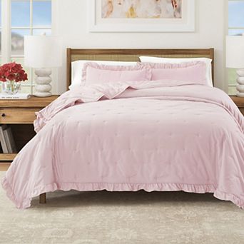 Madelinen® Dot Stitched Ruffled Hem Quilt Set with Shams