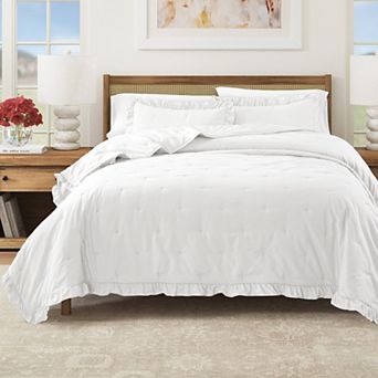 Madelinen® Dot Stitched Ruffled Hem Quilt Set with Shams