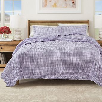Madelinen® Rusched Gingham Quilt Set with Shams