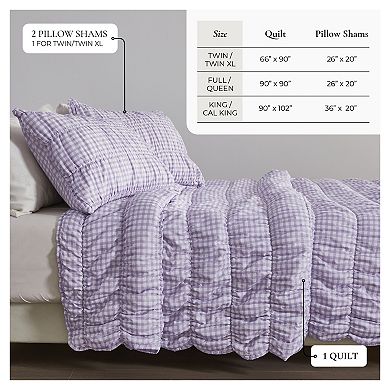 Madelinen® Rusched Gingham Quilt Set with Shams