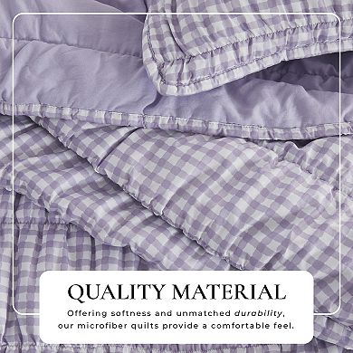 Madelinen® Rusched Gingham Quilt Set with Shams