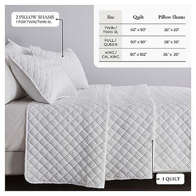 Madelinen® Diamond Embossed Microfiber Quilt Set with Shams